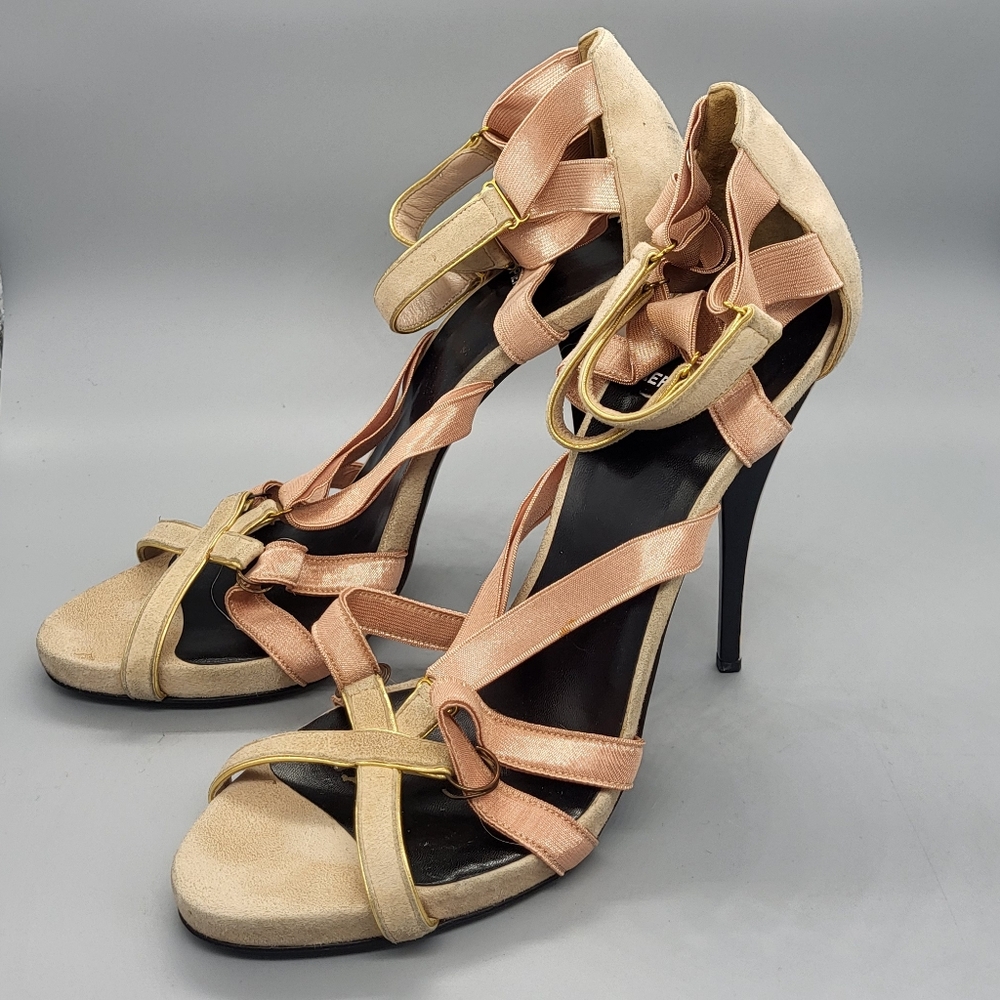Pierre Hardy Elastic and Suede Strappy Heels